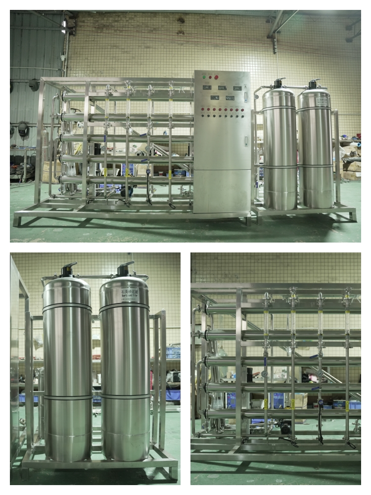 1T/H Full Stainless Steel Double Stage RO Water System | 2 Vessel Pretreatment with Quartz Sand & Activated Carbon