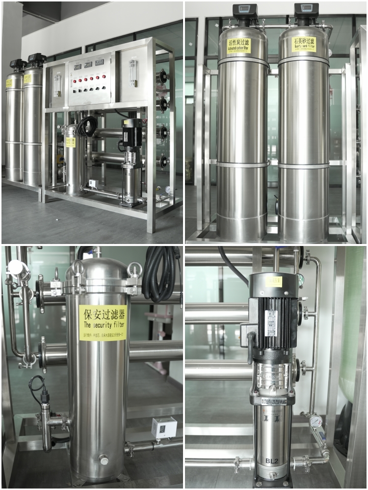 1T/H Full Stainless Steel Single Stage RO Water System | 2 Vessel Pretreatment with Quartz Sand & Activated Carbon