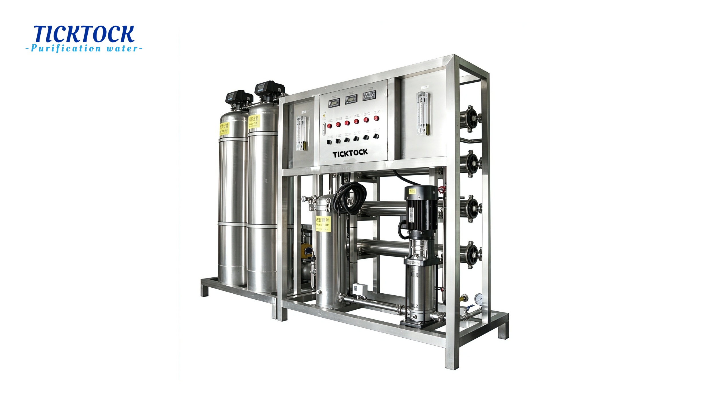 1T/H Full Stainless Steel Single Stage RO Water System | 2 Vessel Pretreatment with Quartz Sand & Activated Carbon